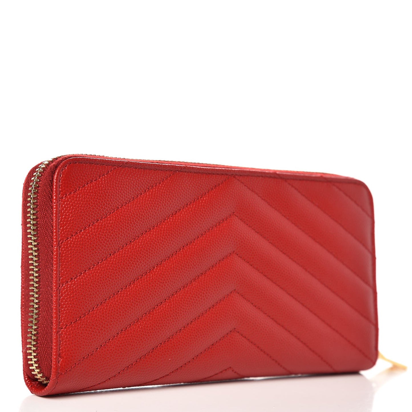 Grain De Poudre Matelasse Chevron Monogram Zip Around Wallet Red