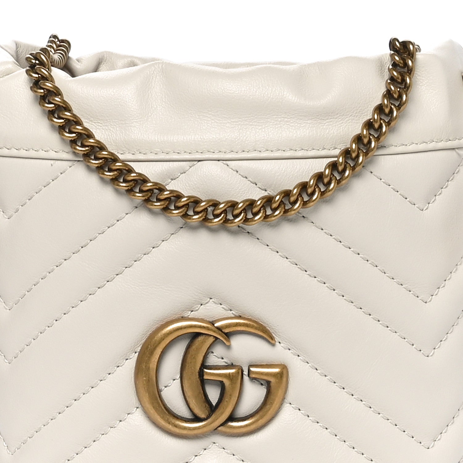 Gucci Calfskin Matelasse Mini GG Marmont 2.0 Bucket Bag White 8 of 10