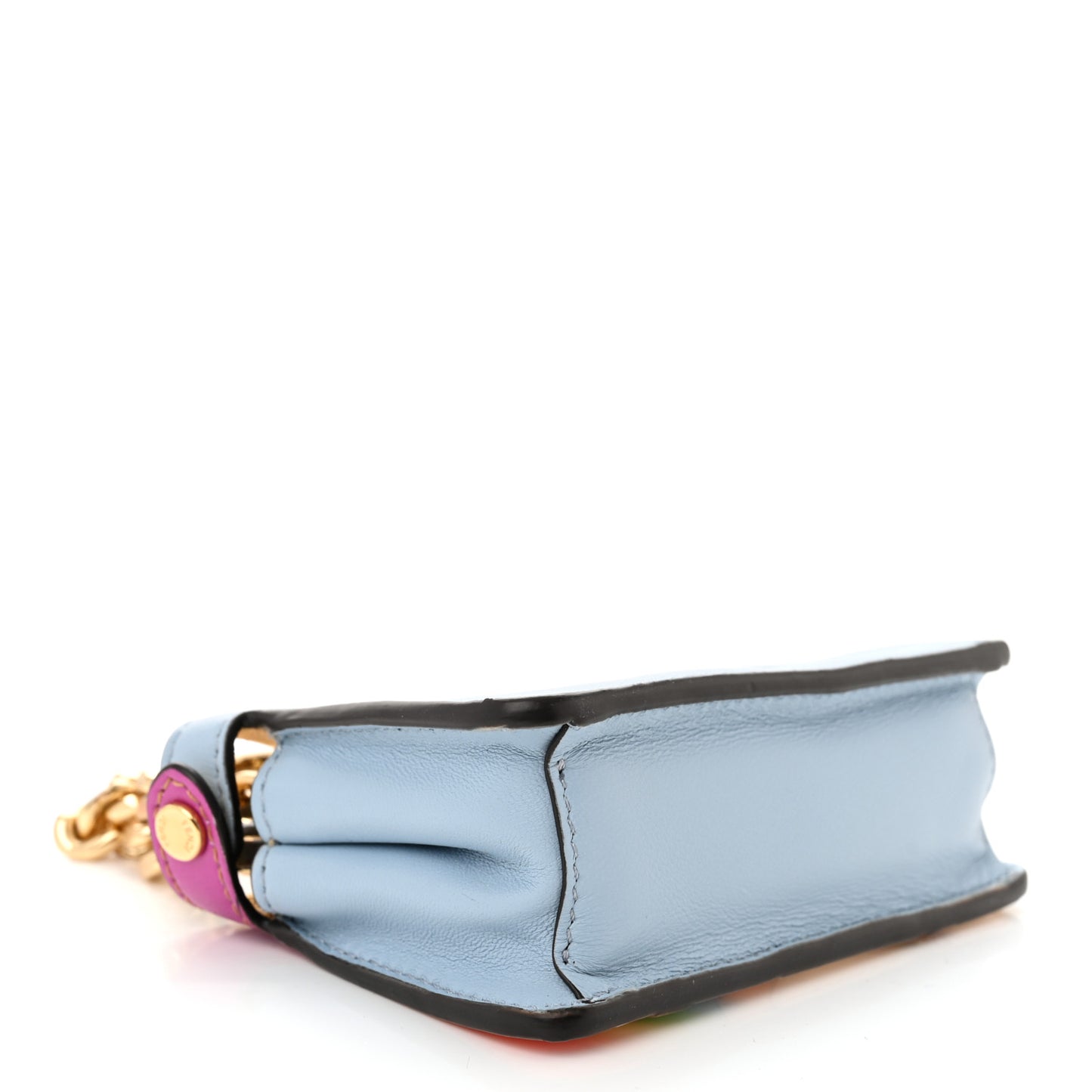 Nappa Rainbow Inlay Nano Peekaboo Maxi Handle Satchel Azzurro Baby Multicolor