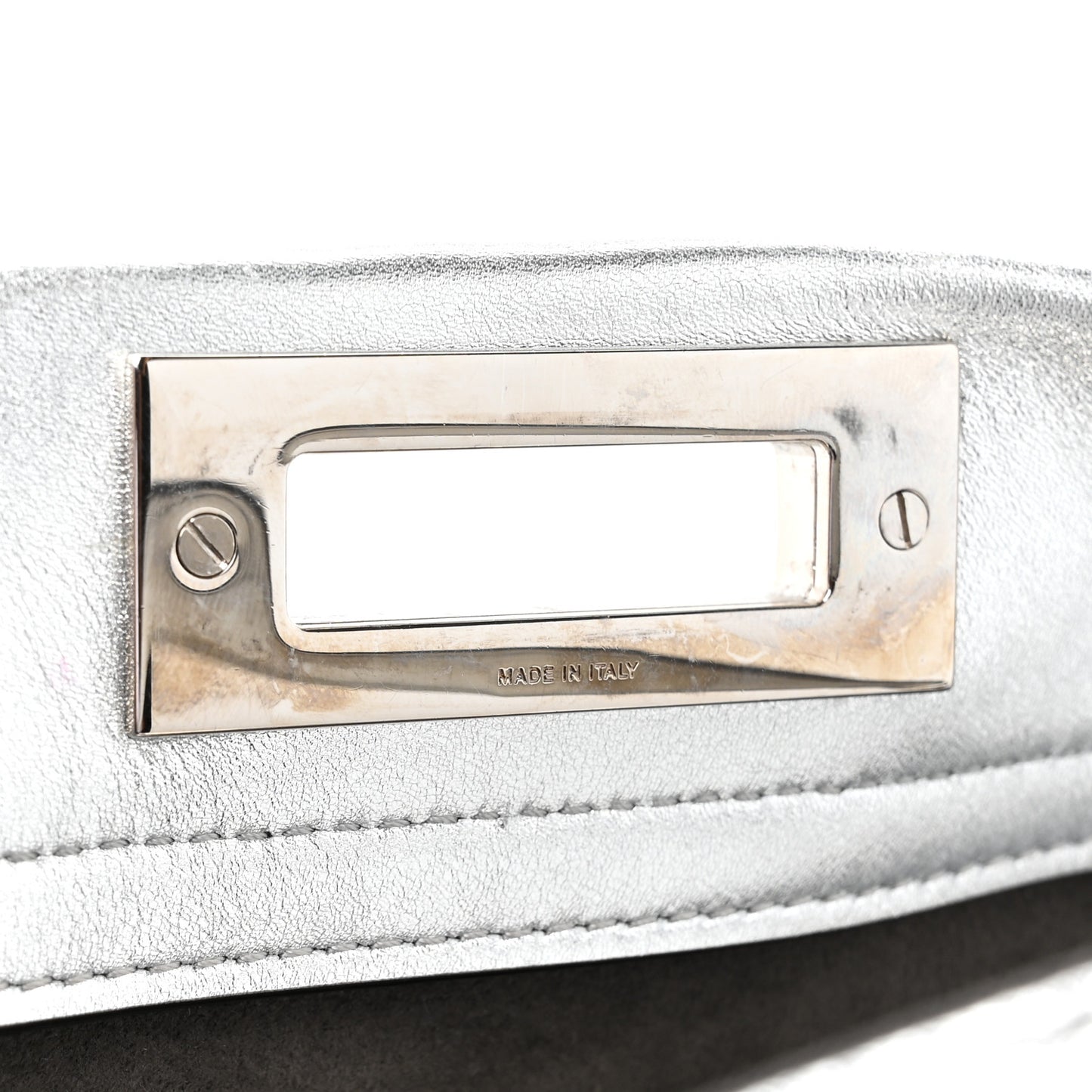 Vitello Catalan Mirror Medium Peekaboo Iconic Satchel Argento
