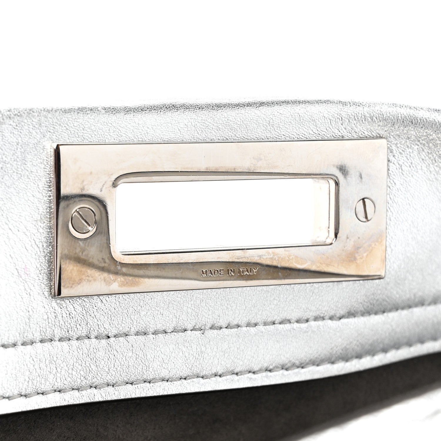 Fendi Vitello Catalan Mirror Medium Peekaboo Iconic Satchel Argento 8 of 17