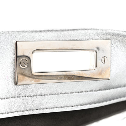 Fendi Vitello Catalan Mirror Medium Peekaboo Iconic Satchel Argento 8 of 17