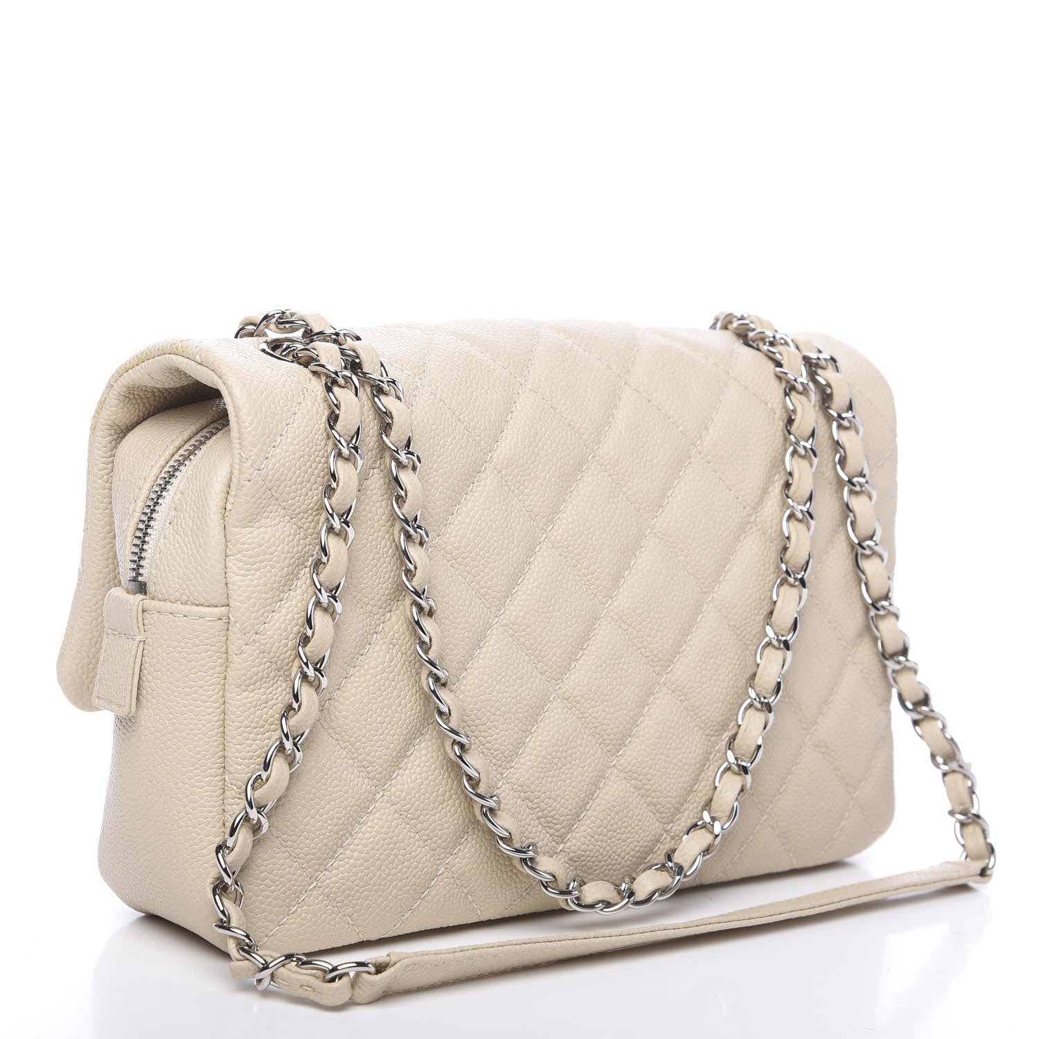 Chanel Caviar Quilted Medium Casual Journey Flap White 2 of 10