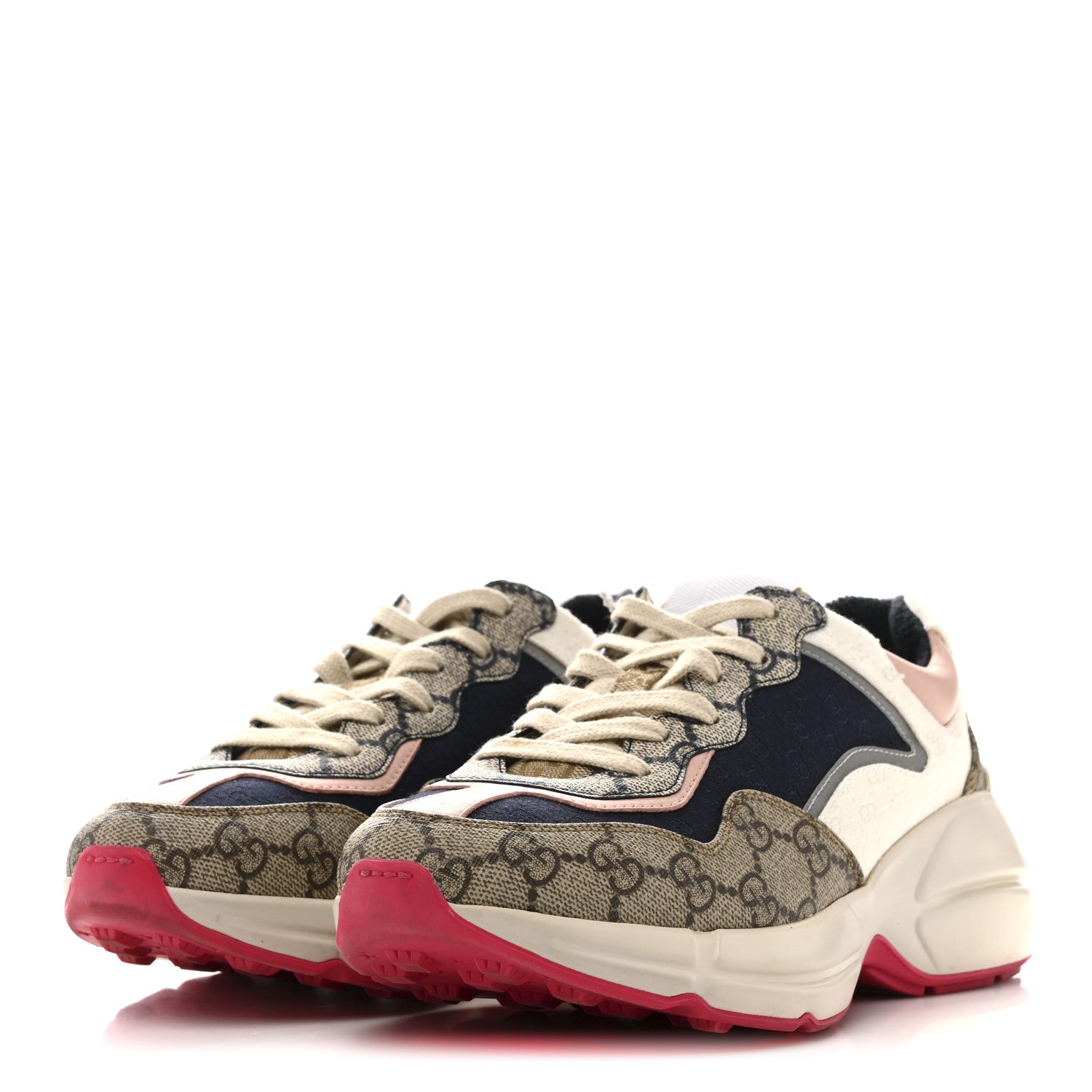 Gucci GG Supreme Monogram Mix Monogram Womens Rhyton Sneakers 37.5 London Blue Beige Pale Pink 4 of 12