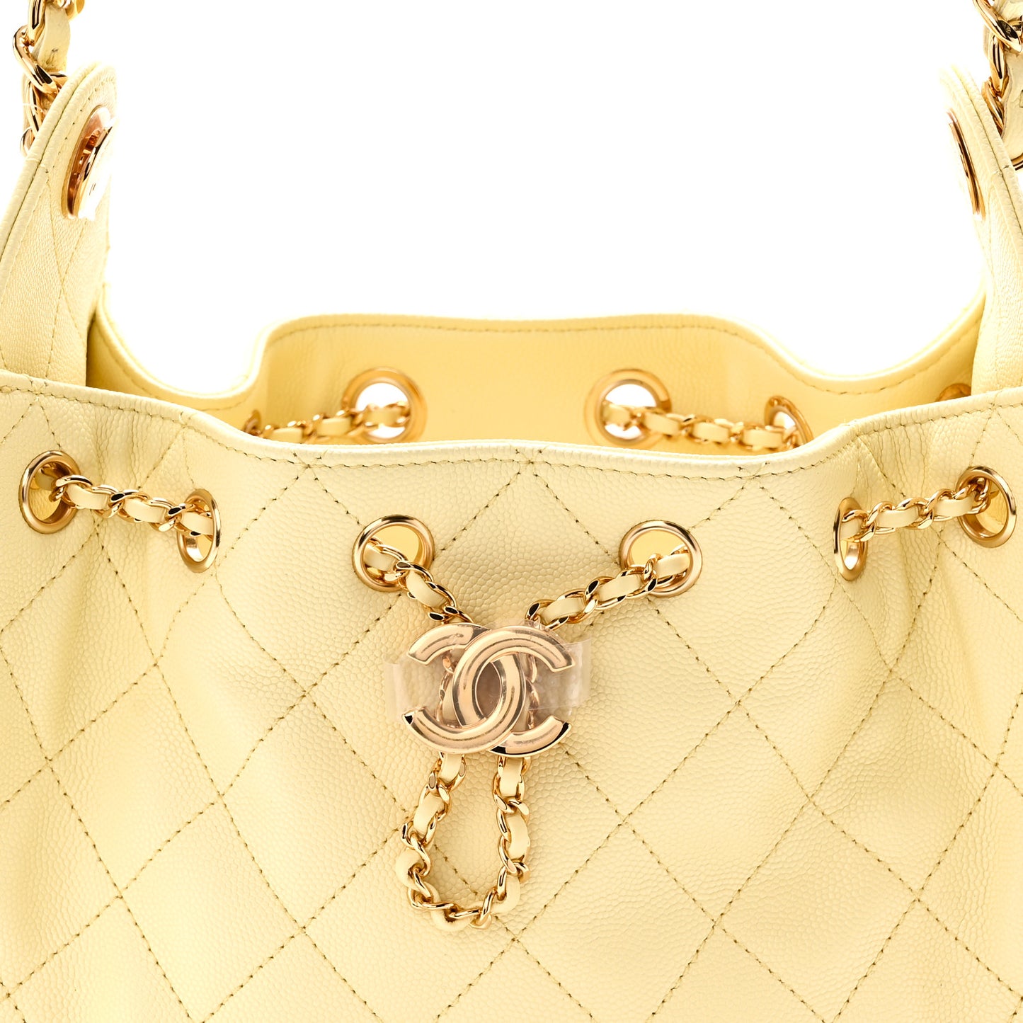 Caviar Quilted Mini Chanel 25 Handbag Light Yellow