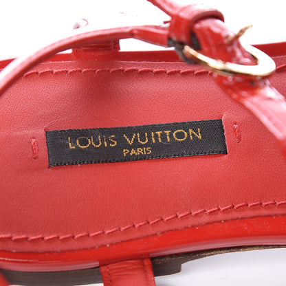 Louis Vuitton Patent Paradiso Flat Sandals 37.5 Rouge 8 of 13