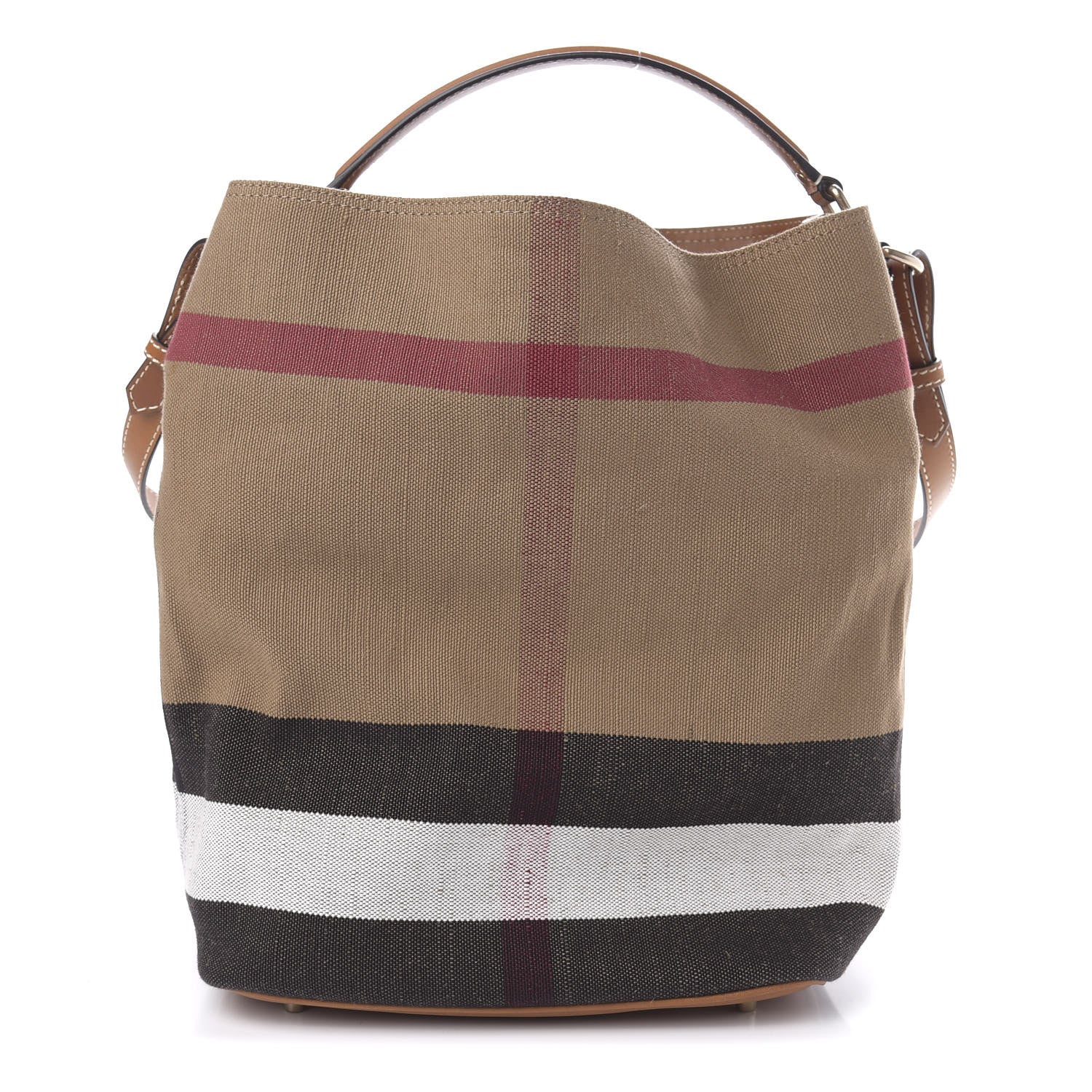 Burberry Canvas Mega Check Medium Ashby Hobo Saddle Brown 1 of 12