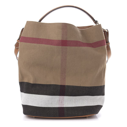 Burberry Canvas Mega Check Medium Ashby Hobo Saddle Brown 1 of 12