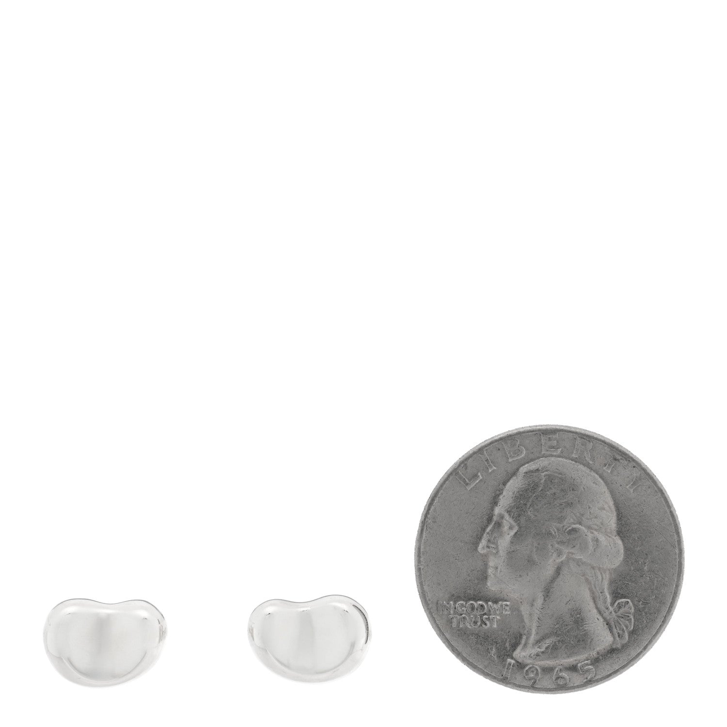 Tiffany Sterling Silver 12mm Elsa Peretti Bean Earrings 2 of 5