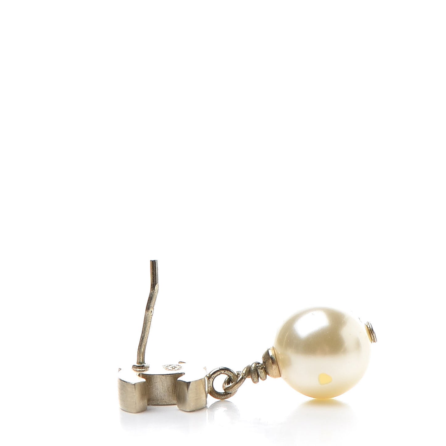 Pearl Enamel CC Drop Earrings Black Gold