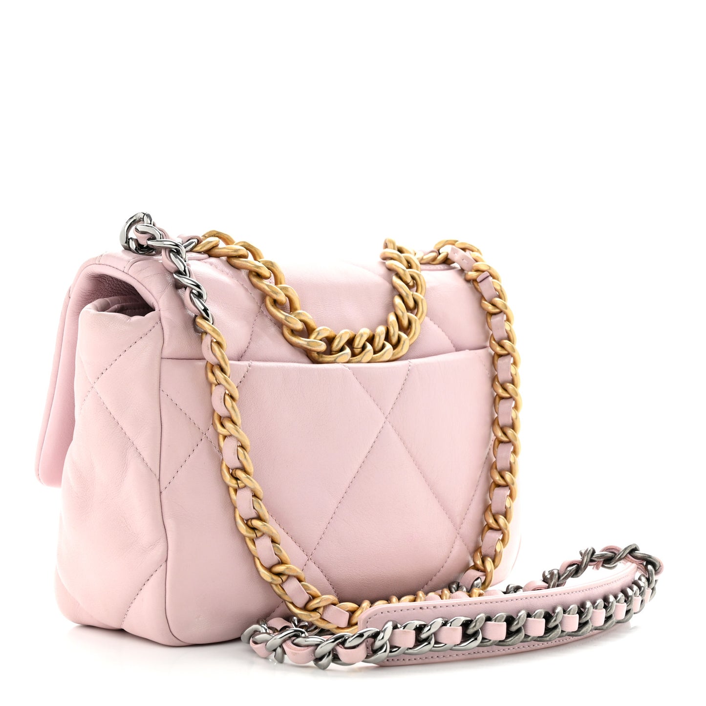 Lambskin Quilted Medium Chanel 19 Flap Light Pink