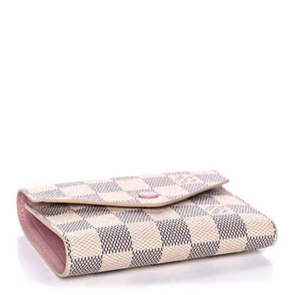 Louis Vuitton Damier Azur Victorine Wallet Rose Ballerine 3 of 10