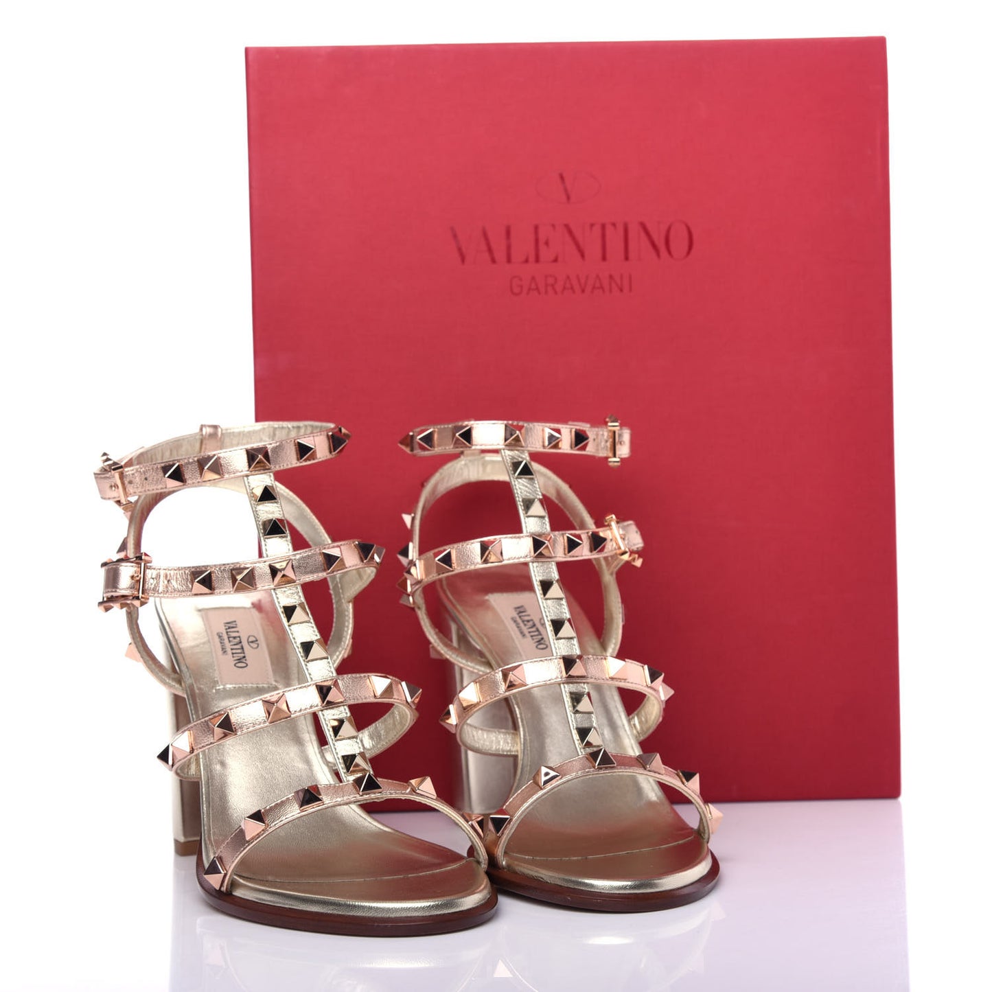 Metallic Nappa Rockstud 90mm City Sandals 37 Rame Platino