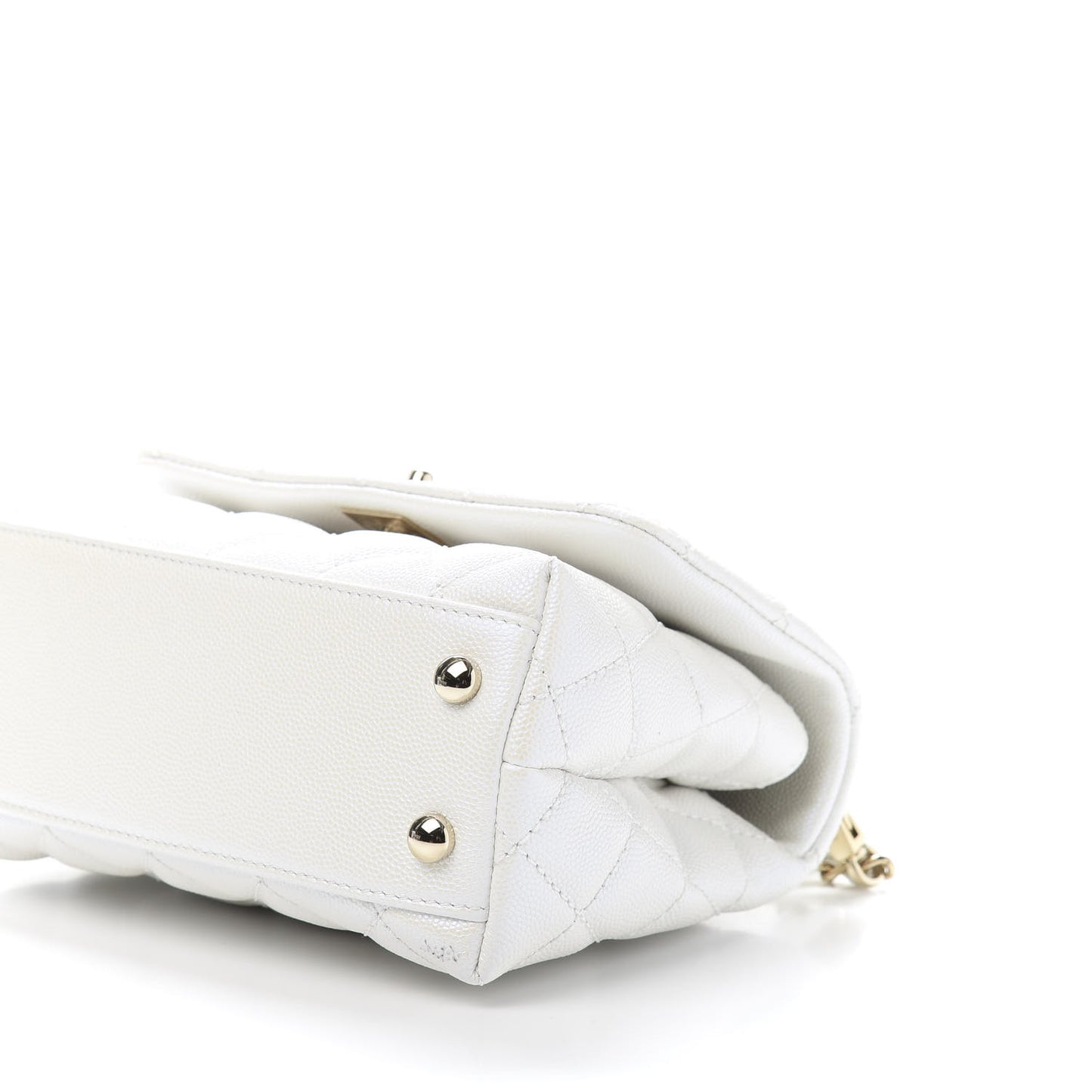 Iridescent Caviar Quilted Extra Mini Coco Handle Flap Ivory