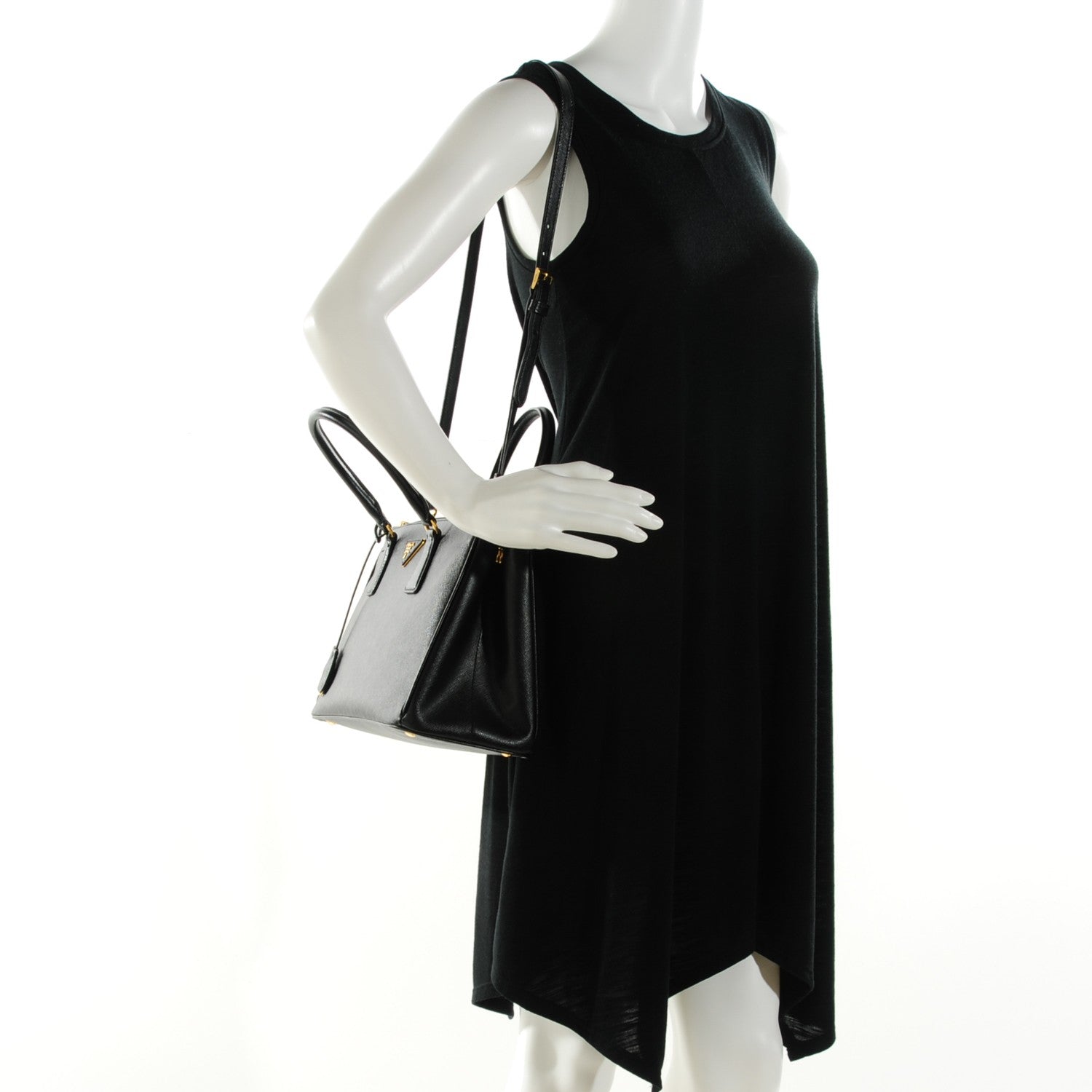 Prada Saffiano Small Galleria Double Zip Tote Black 3 of 10