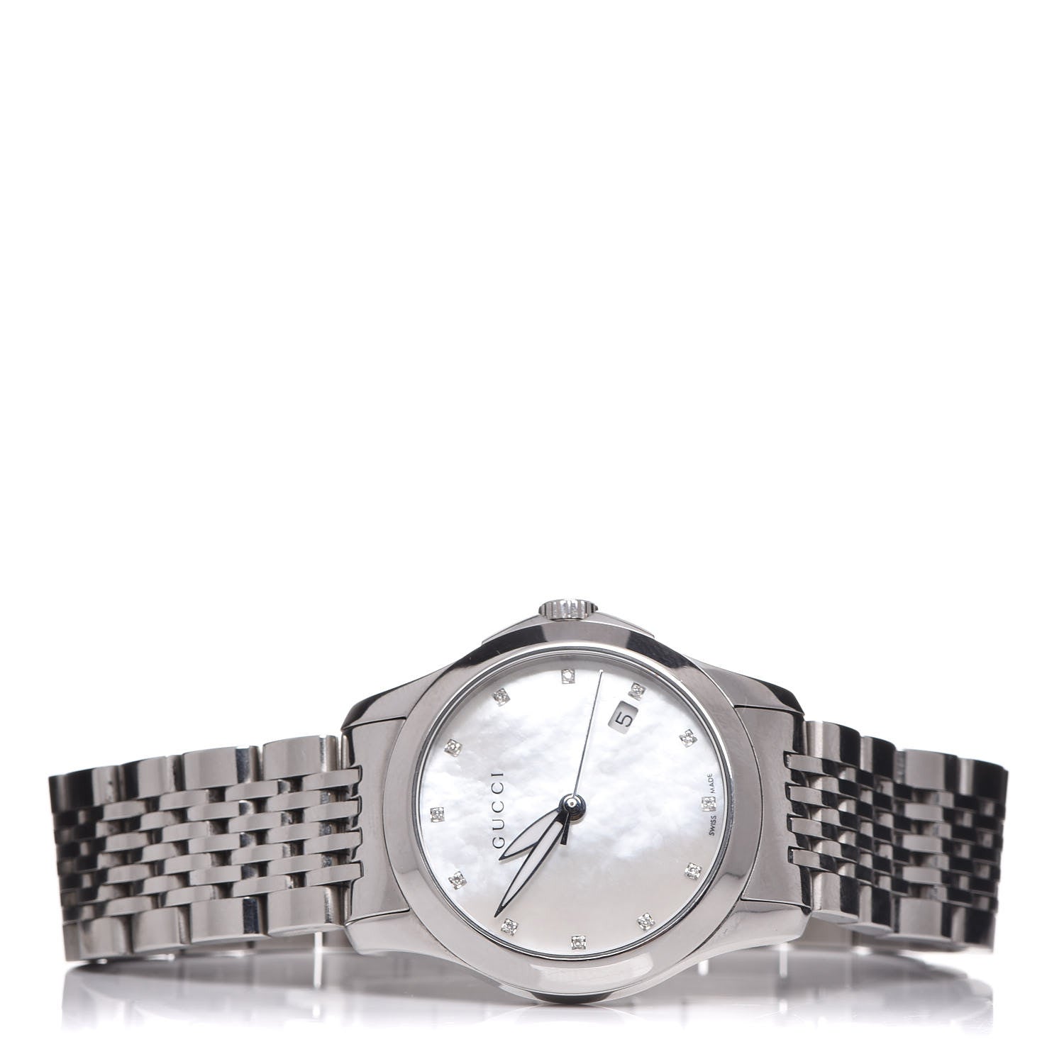 Gucci Stainless Steel Diamond Mother of Pearl 27mm G-Timeless Quartz Watch 3 of 8
