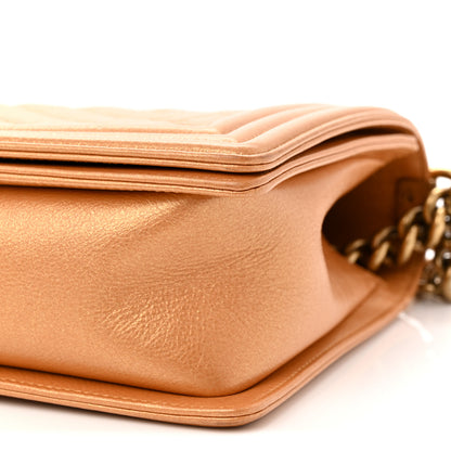 Chanel Metallic Calfskin Quilted New Medium Boy Flap Dark Gold 19 of 19
