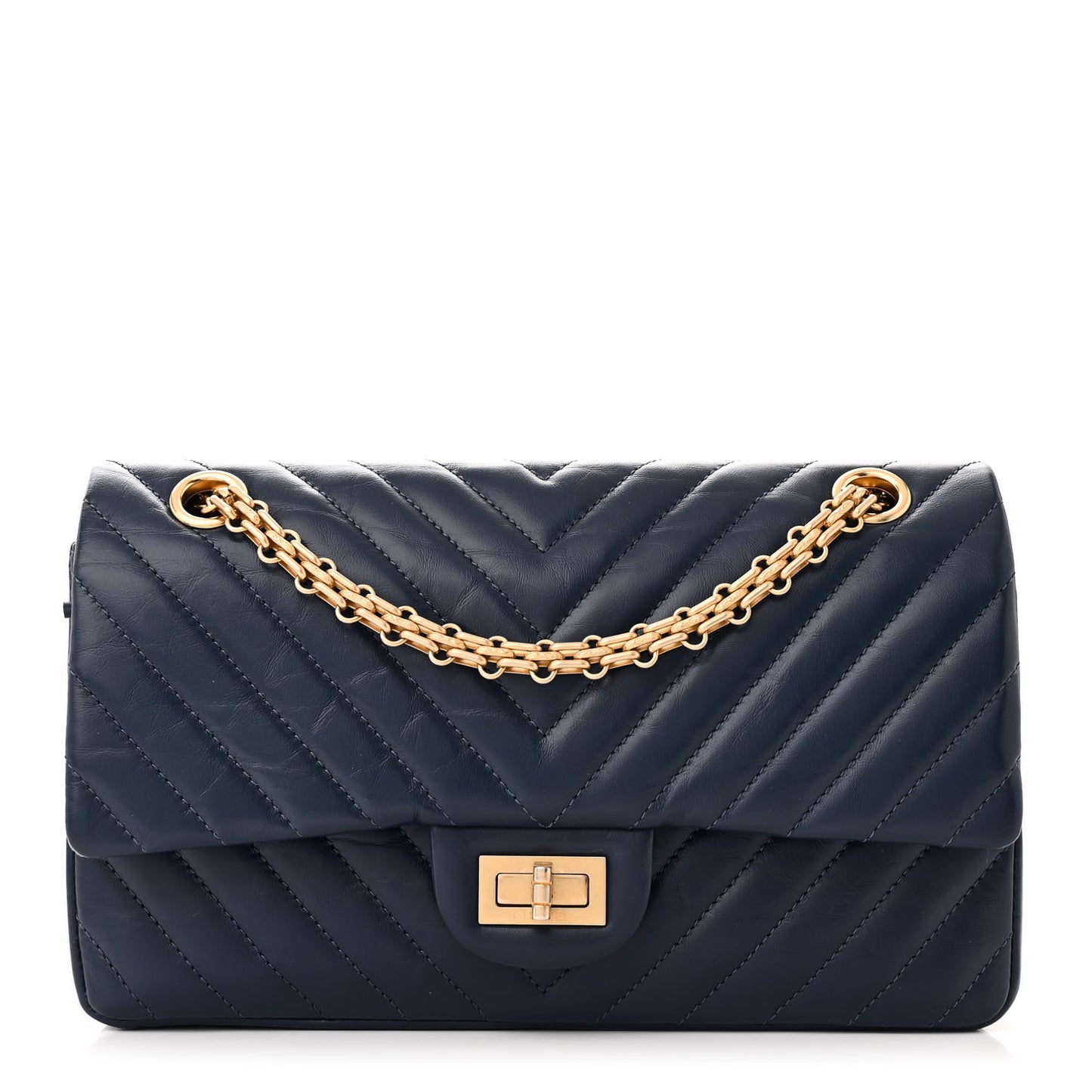 Aged Calfskin Chevron Quilted 2.55 Reissue 225 Flap Blue