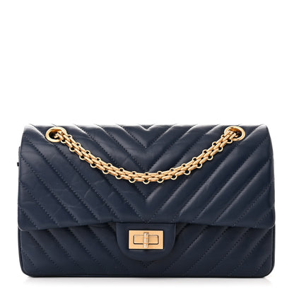 Chanel Aged Calfskin Chevron Quilted 2.55 Reissue 225 Flap Blue 1 of 11