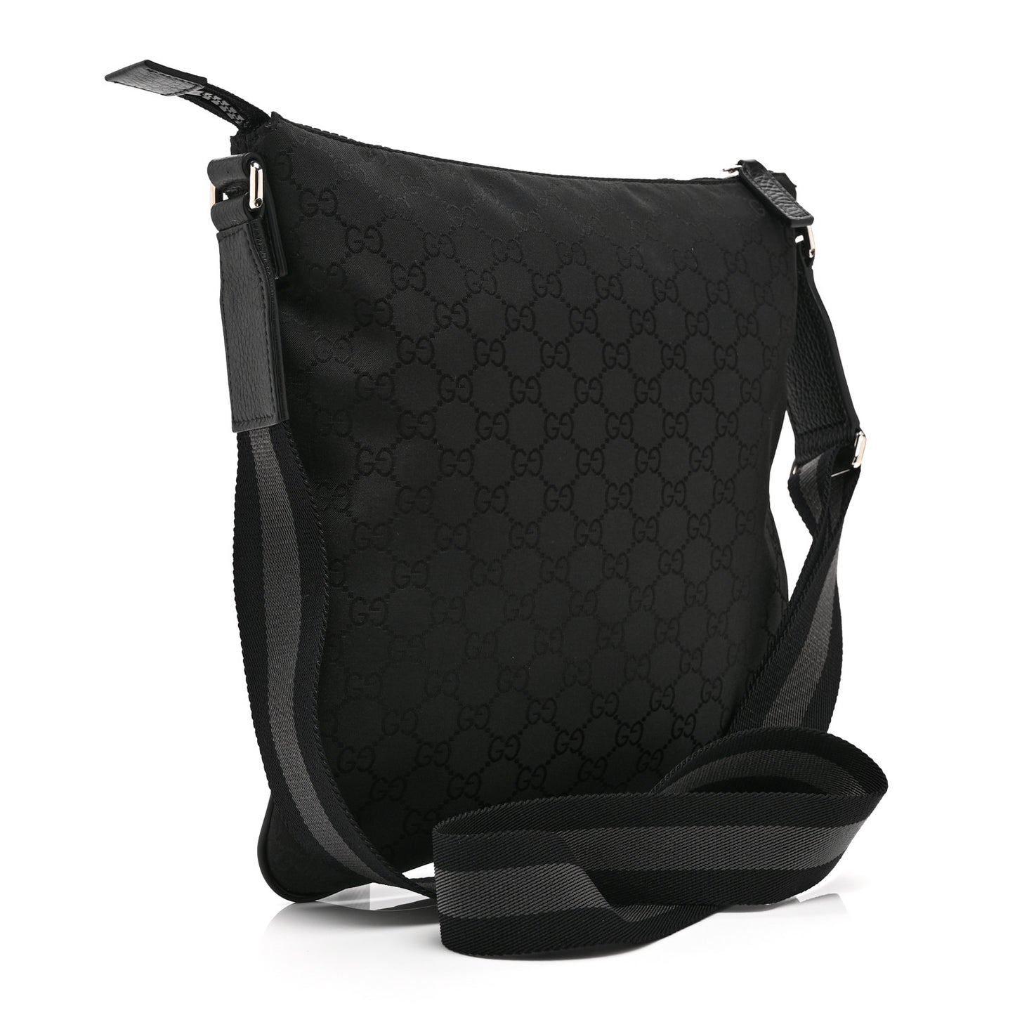 Nylon Monogram Medium Flat Messenger Bag Black