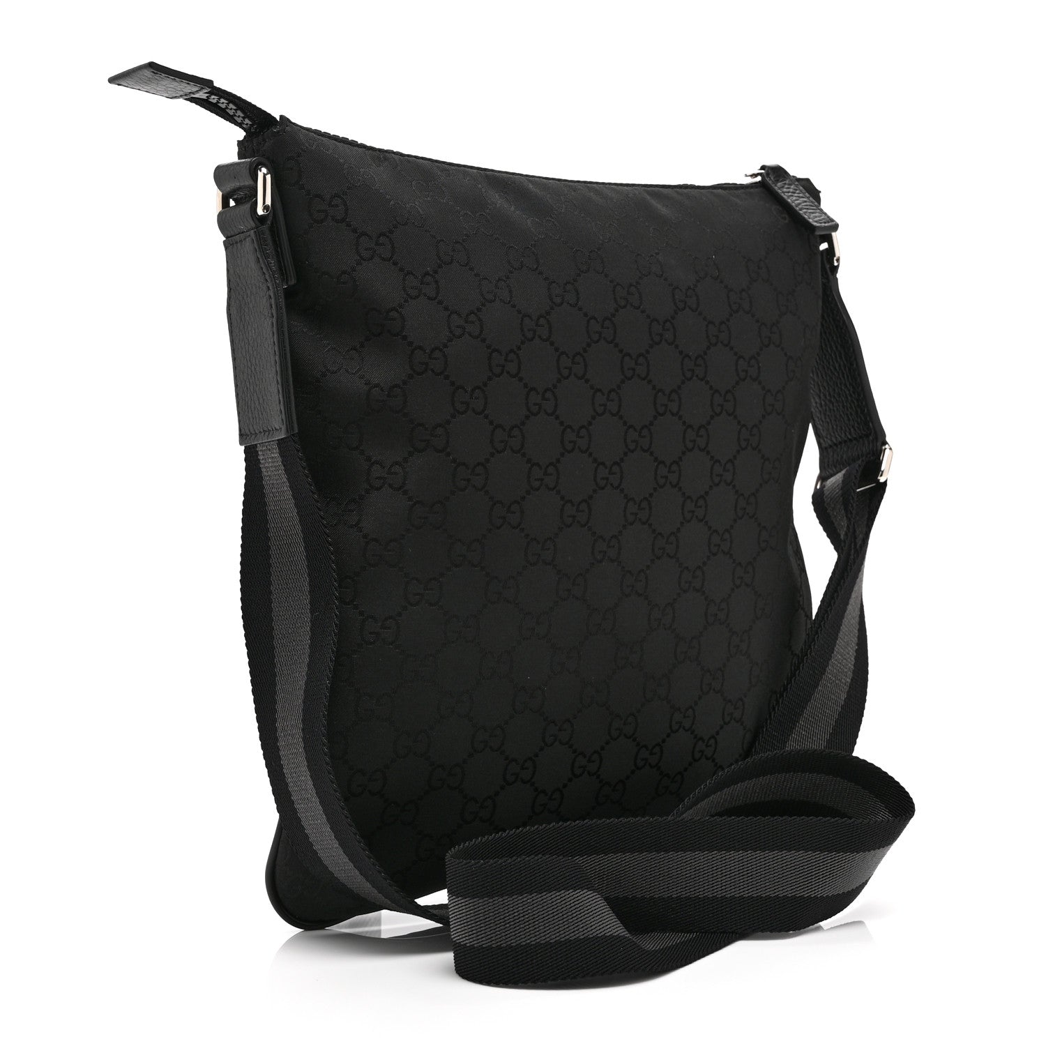 Gucci Nylon Monogram Medium Flat Messenger Bag Black 3 of 11
