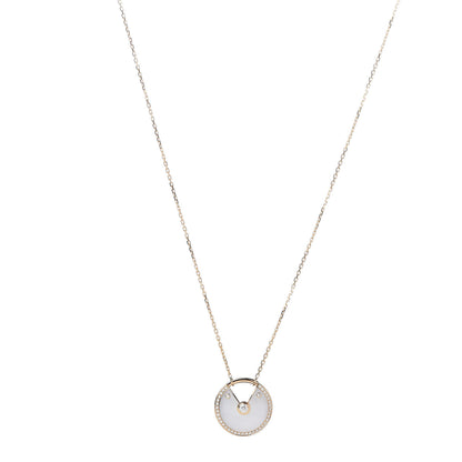 Cartier 18K Yellow Gold Diamond Mother of Pearl LM Amulette de Cartier Pendant Necklace 1 of 4