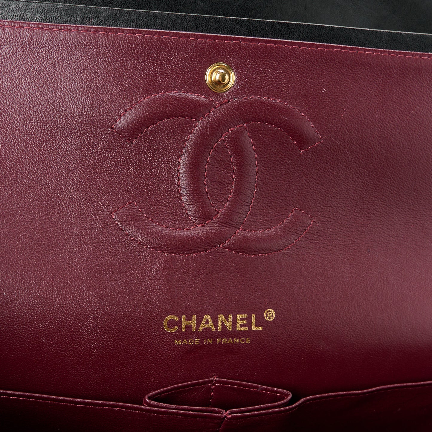 Lambskin Quilted Medium Double Flap Black