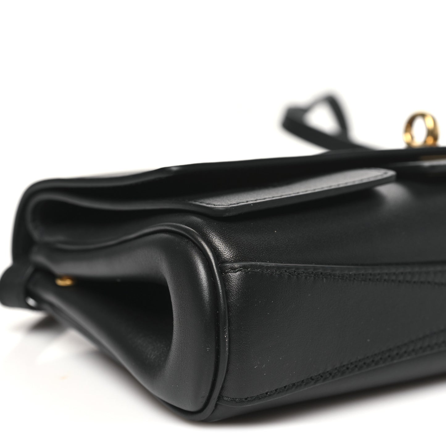 Smooth Calfskin Small Bel Air Clutch On Strap Black