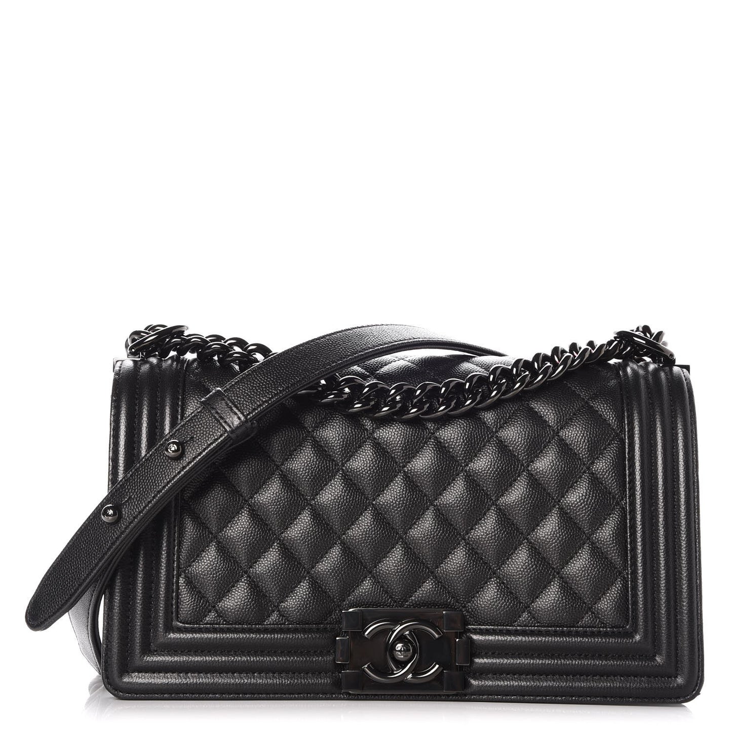 Caviar Quilted Medium Boy Flap So Black