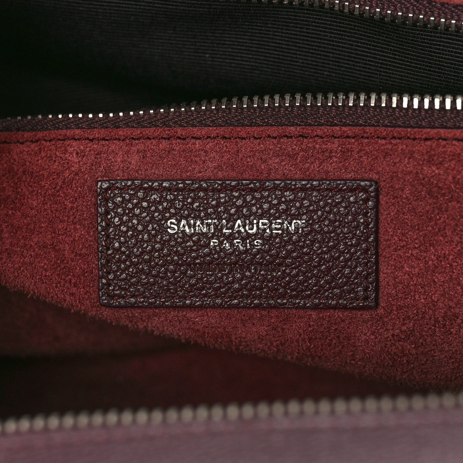 Saint Laurent Grained Calfskin Suede Small Cabas Rive Gauche Amaranto 6 of 8