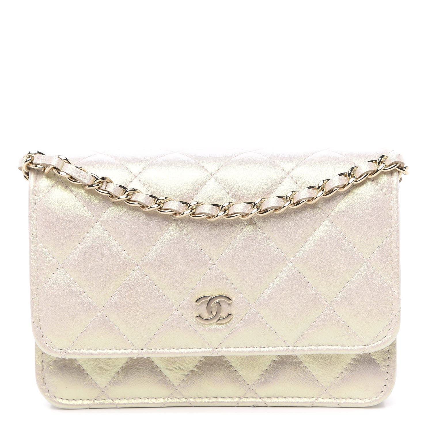 Chanel Iridescent Lambskin Quilted Mini Wallet On Chain WOC Ivory 1 of 10