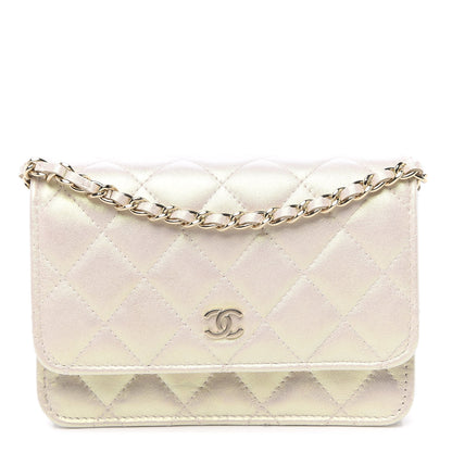 Chanel Iridescent Lambskin Quilted Mini Wallet On Chain WOC Ivory 1 of 10