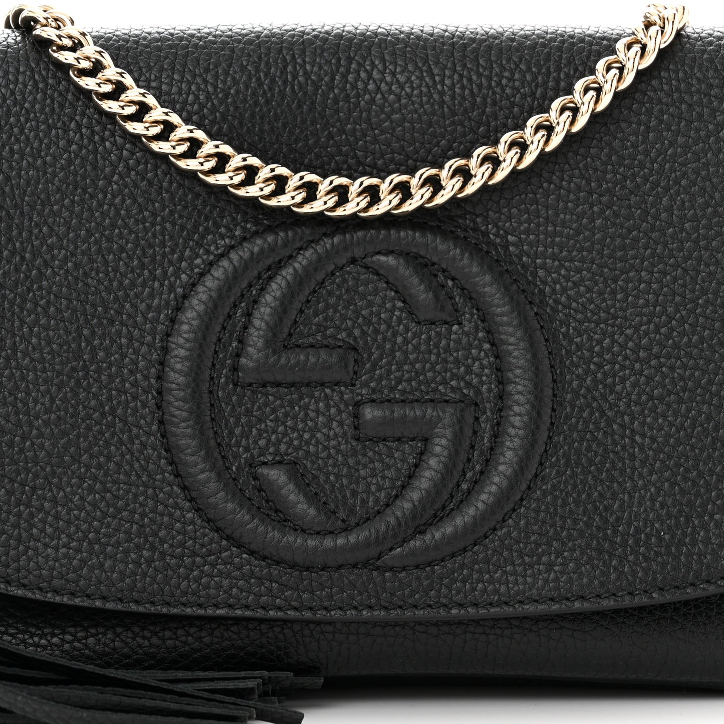 Pebbled Calfskin Medium Soho Flap Crossbody Black
