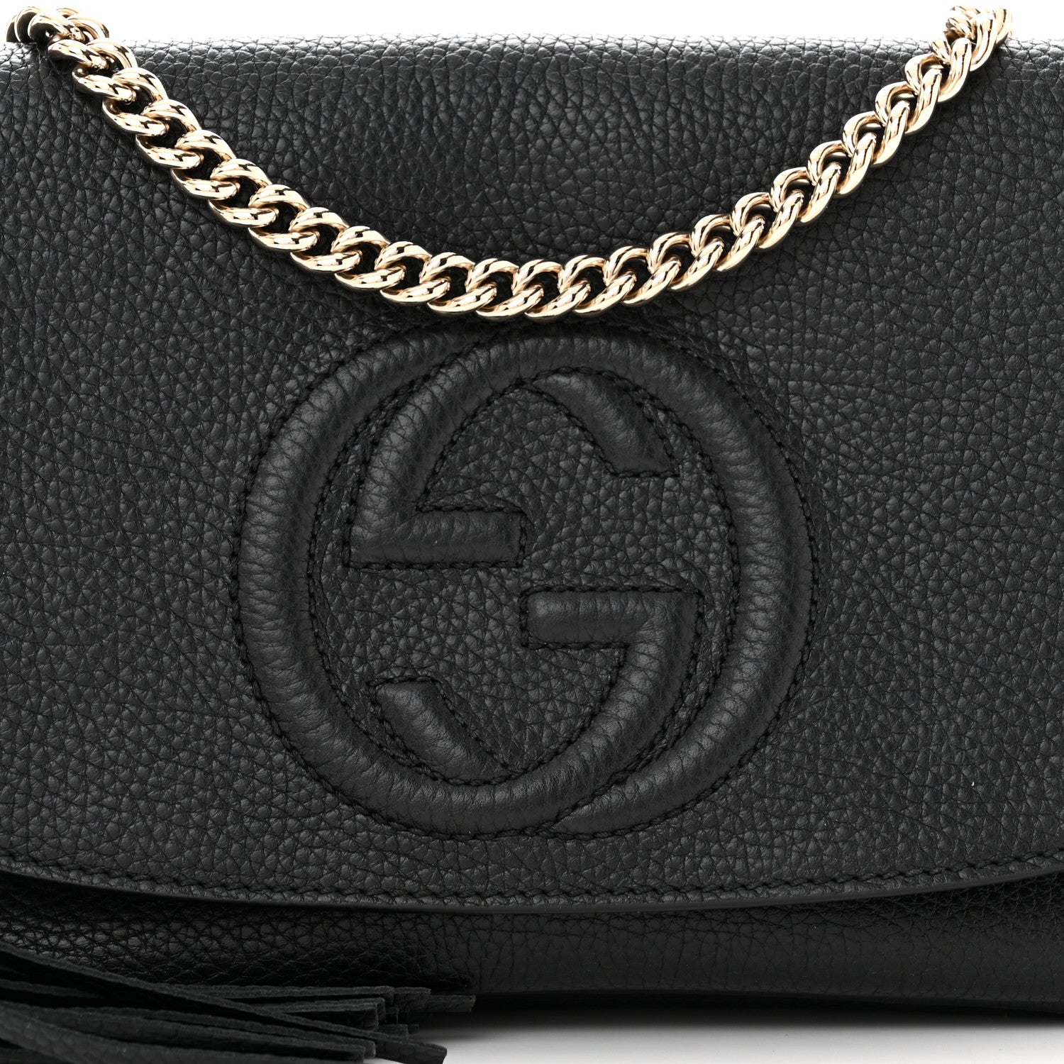 Gucci Pebbled Calfskin Medium Soho Flap Crossbody Black 8 of 10