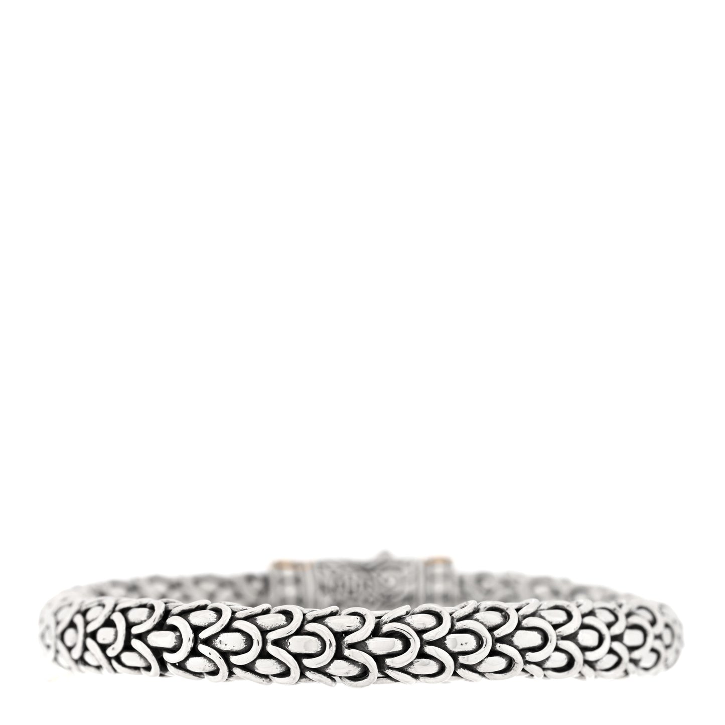 Sterling Silver 18K Yellow Gold Diamond 8mm Naga Bracelet