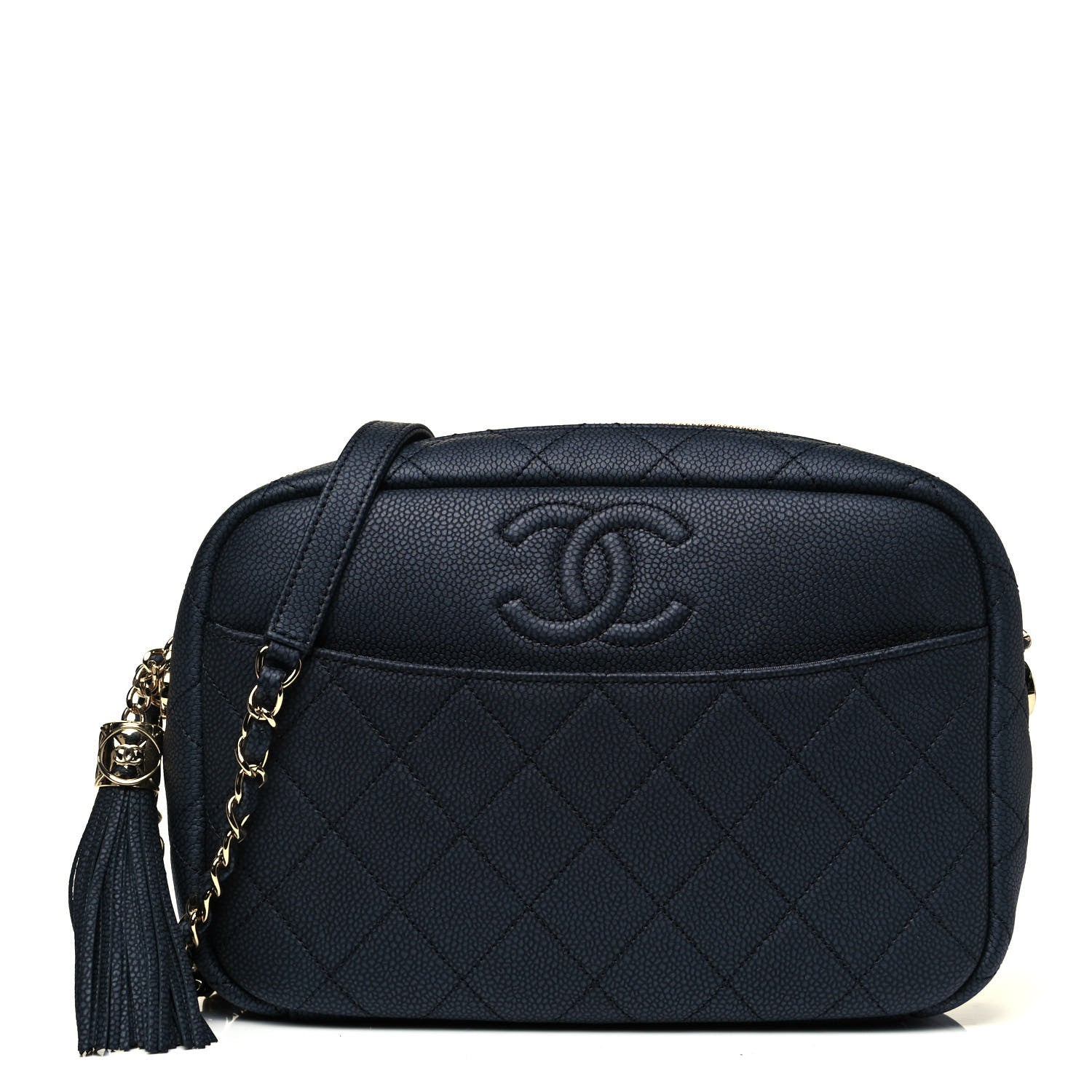 Chanel Caviar Quilted Medium Coco Tassel Camera Case Navy 1 of 8