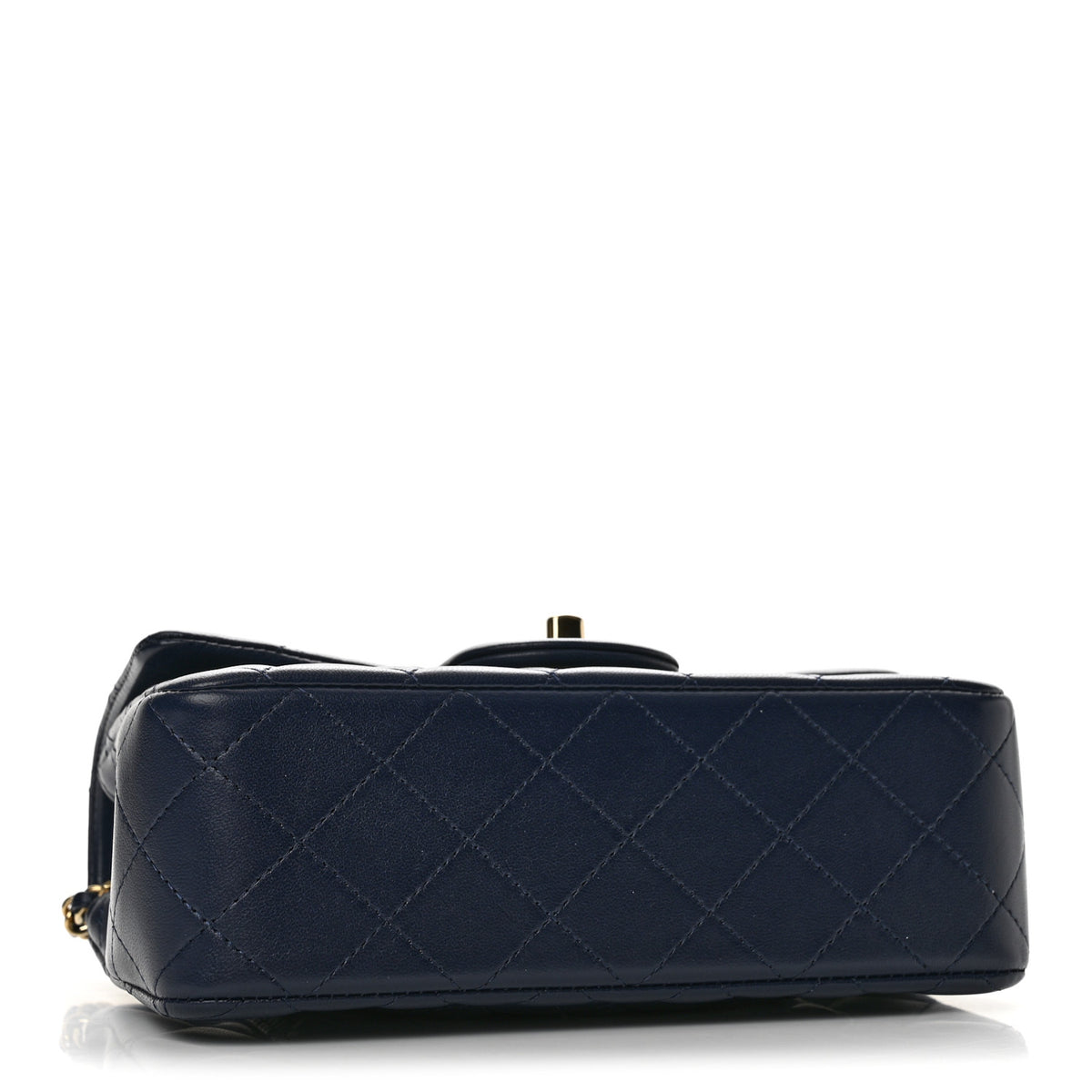 Chanel Lambskin Quilted Mini Top Handle Rectangular Flap Navy Blue 4 of 12
