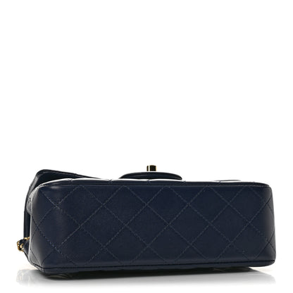 Chanel Lambskin Quilted Mini Top Handle Rectangular Flap Navy Blue 4 of 12