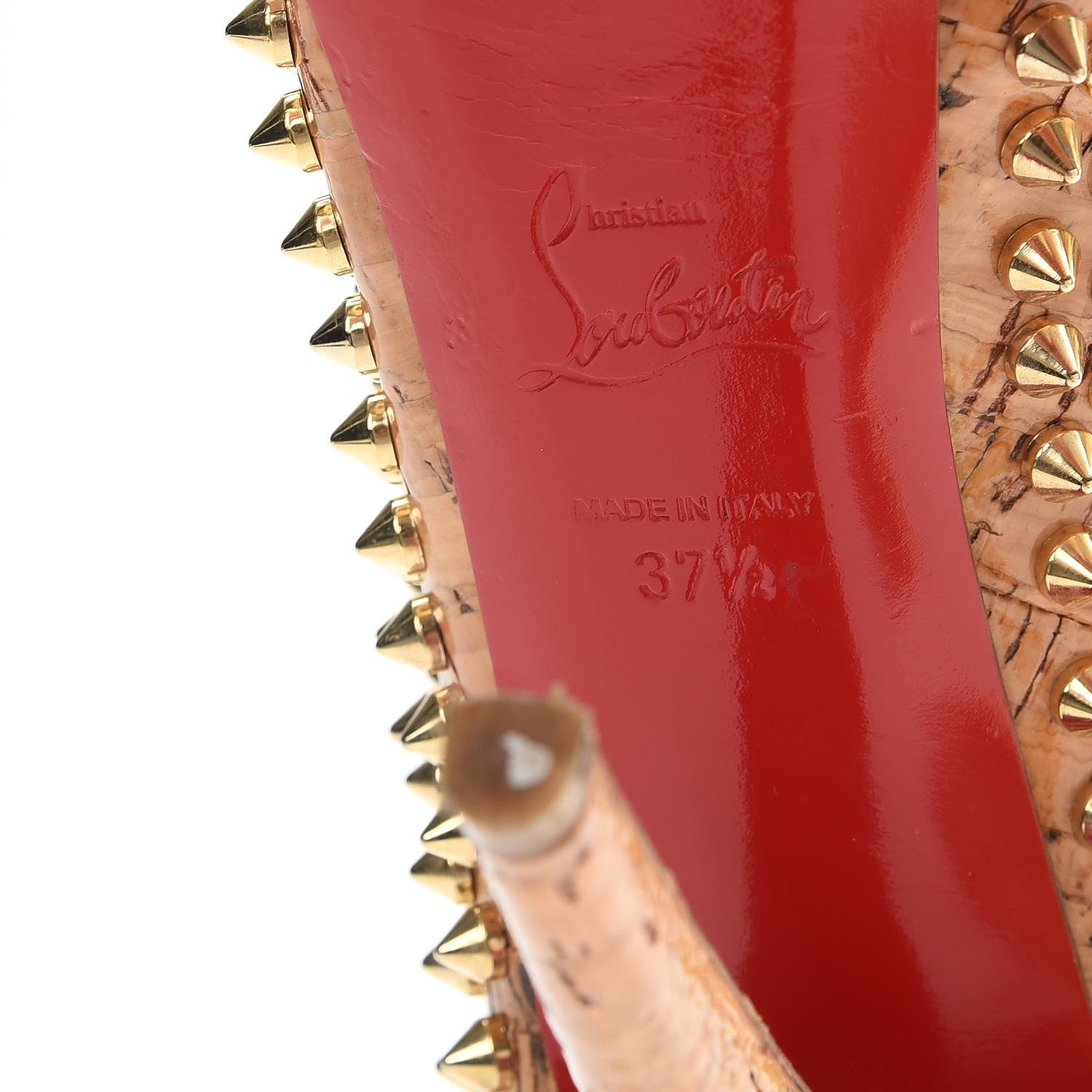 Christian Louboutin Cork Lucido Yolanda 120 Spikes Pumps 37.5 Natural 9 of 10