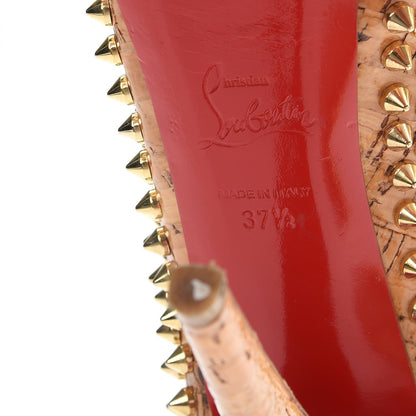 Christian Louboutin Cork Lucido Yolanda 120 Spikes Pumps 37.5 Natural 9 of 10