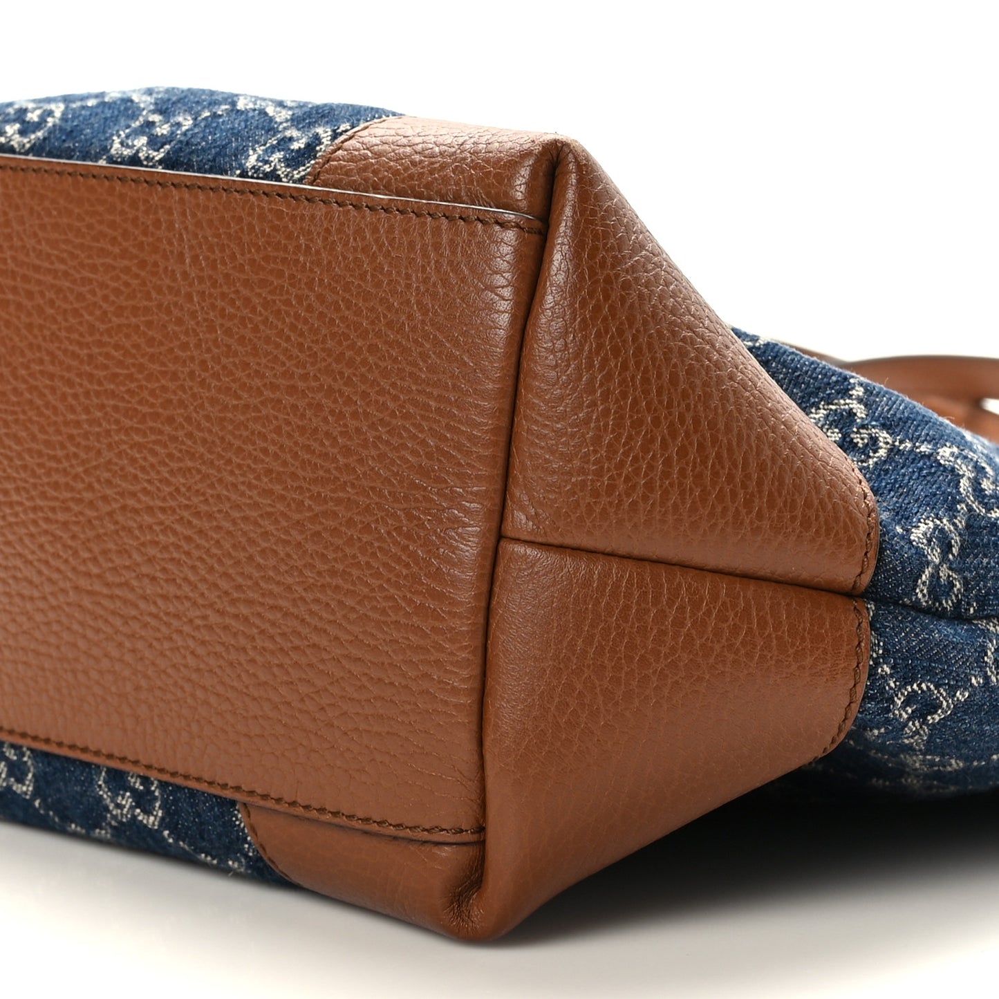 New Denim GG Monogram Medium Ophidia Shopping Tote Blue Tea Cuir