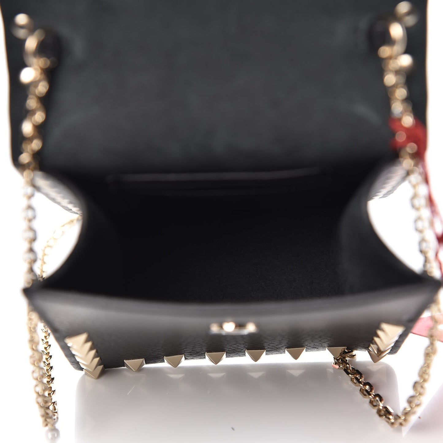 Pebbled Calfskin Rockstud Crossbody Black