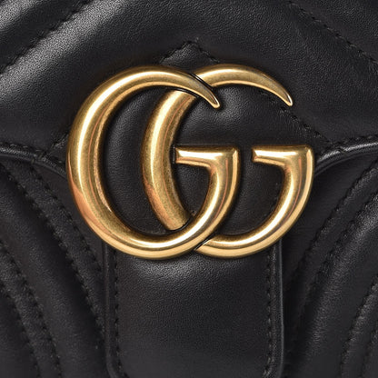 Gucci Calfskin Matelasse Mini GG Marmont Shoulder Bag Black 8 of 14