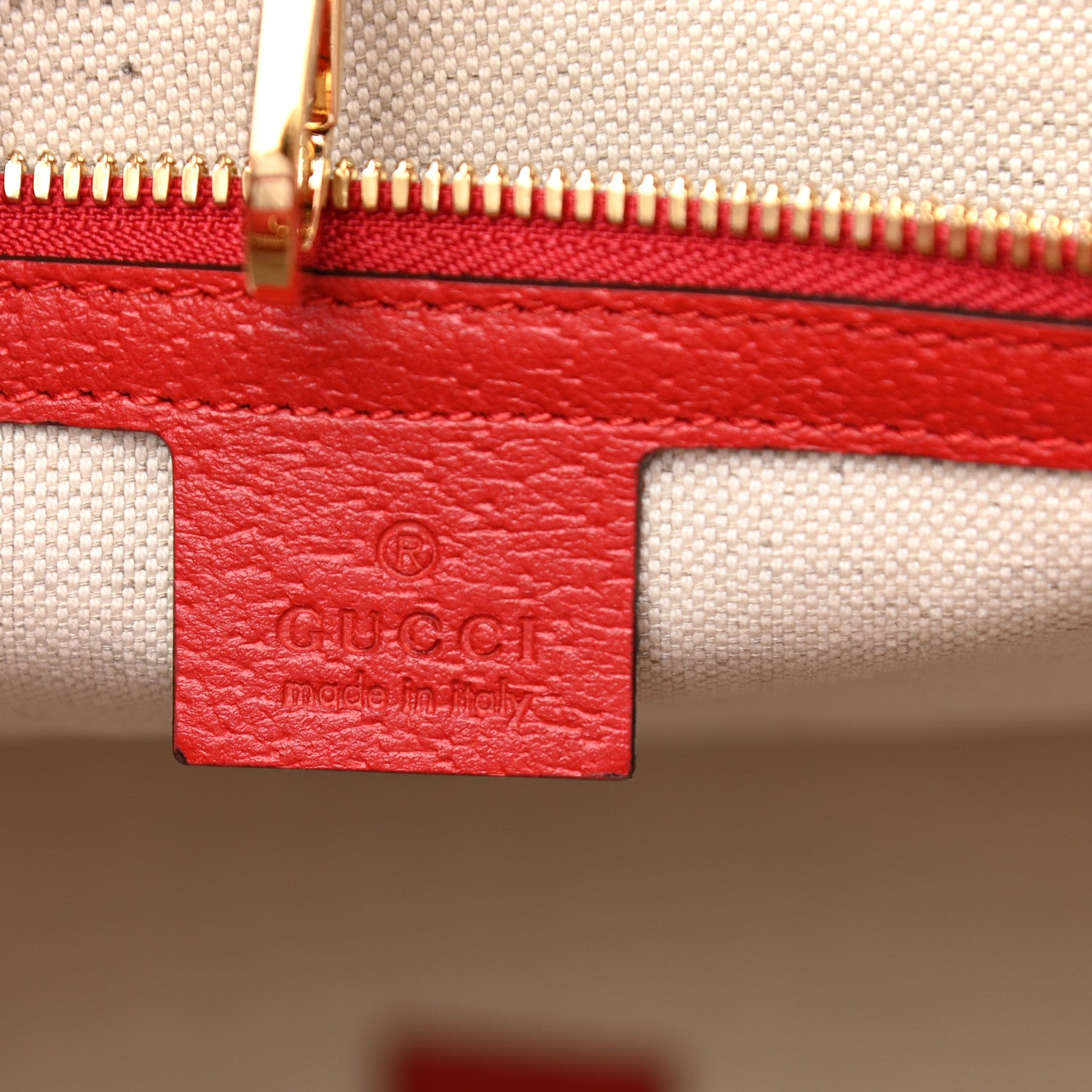 Gucci GG Supreme Monogram Apple Dollar Calfskin Large Retro Interlocking G Tote Bag Beige Ebony Multicolor Lobster Red 6 of 10