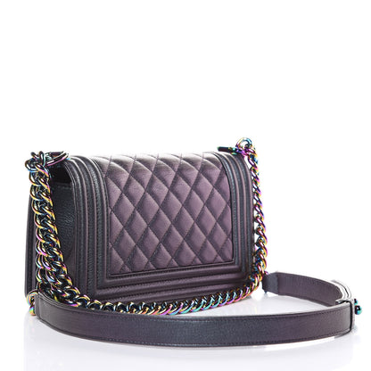 Chanel Iridescent Goatskin Quilted Small Boy Flap Purple 3 of 11