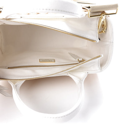 Prada Canvas Wicker Shoulder Bag White Tan 6 of 10