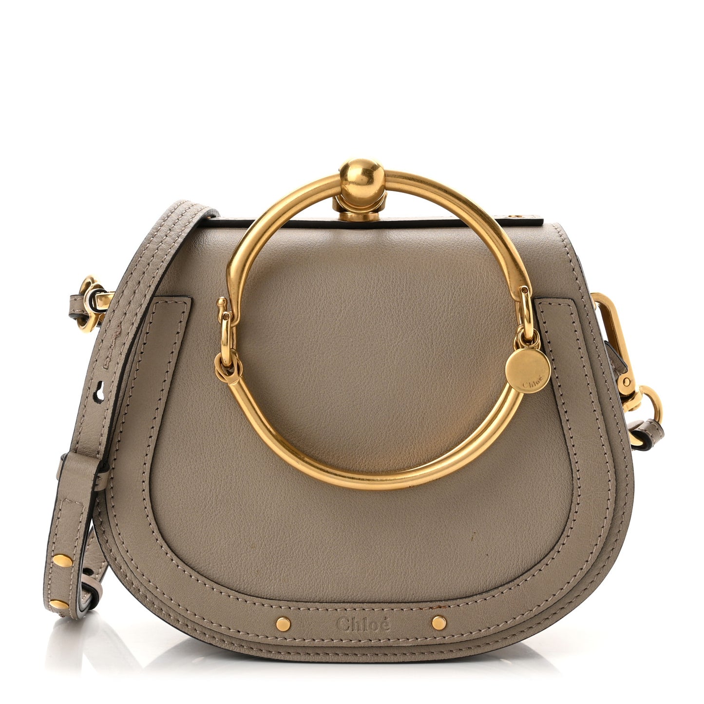 Calfskin Suede Small Nile Bracelet Bag Motty Grey