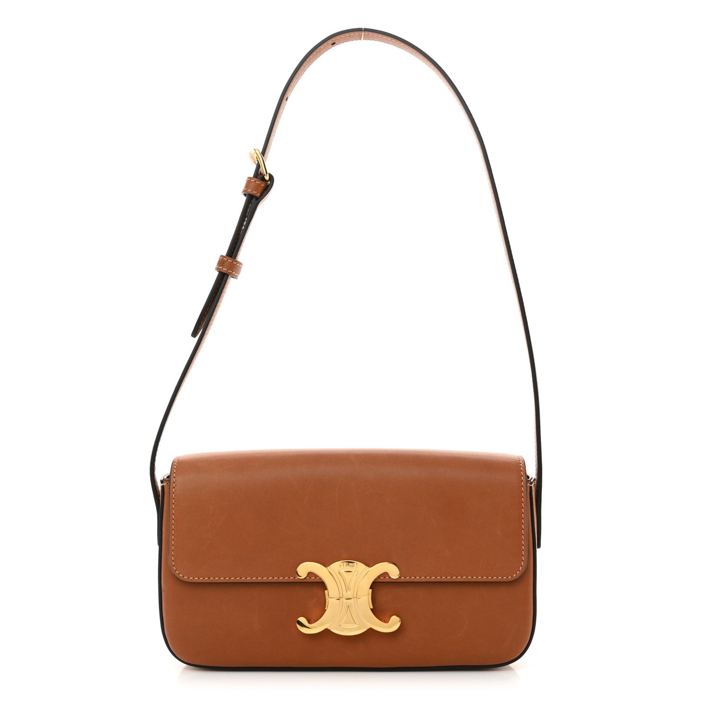 Natural Calfskin Triomphe Shoulder Bag Tan