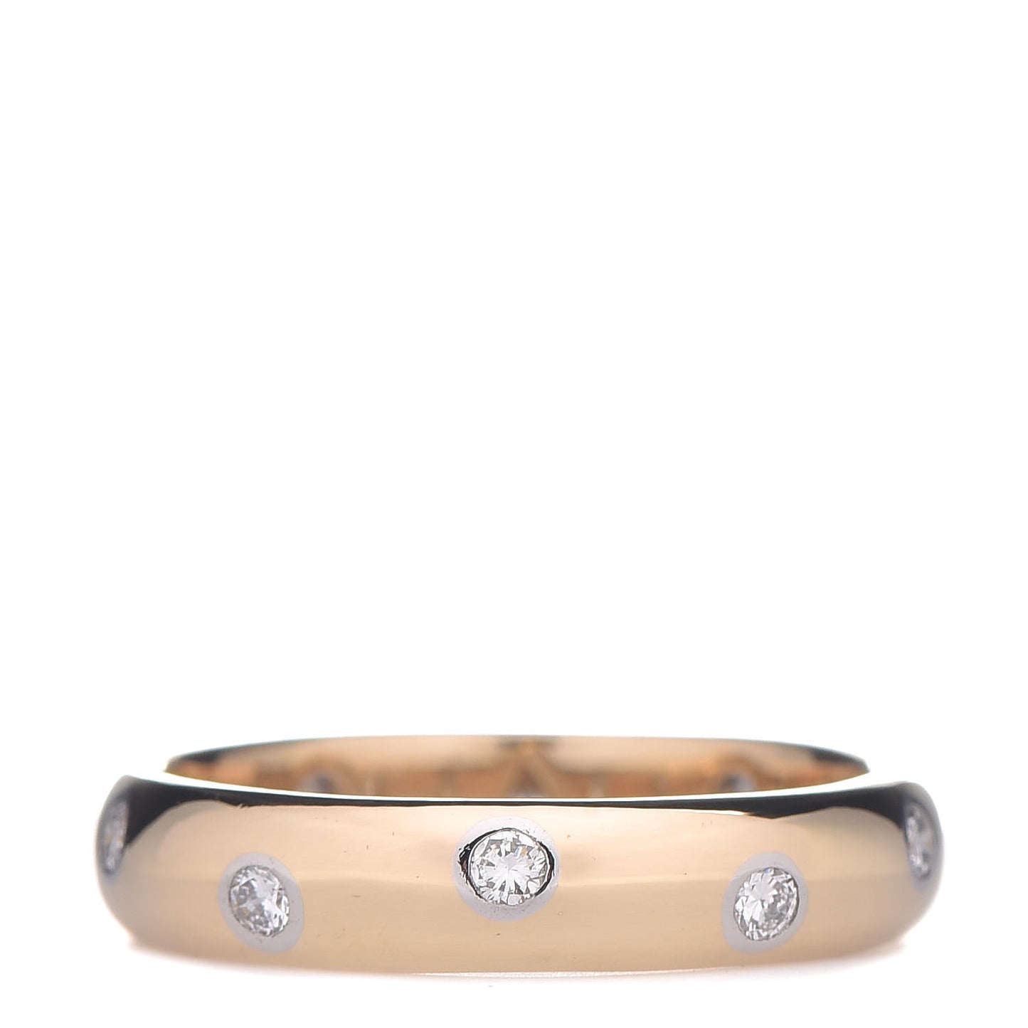 18K Yellow Gold Platinum Diamond 4mm Etoile Band Ring 51 5.75