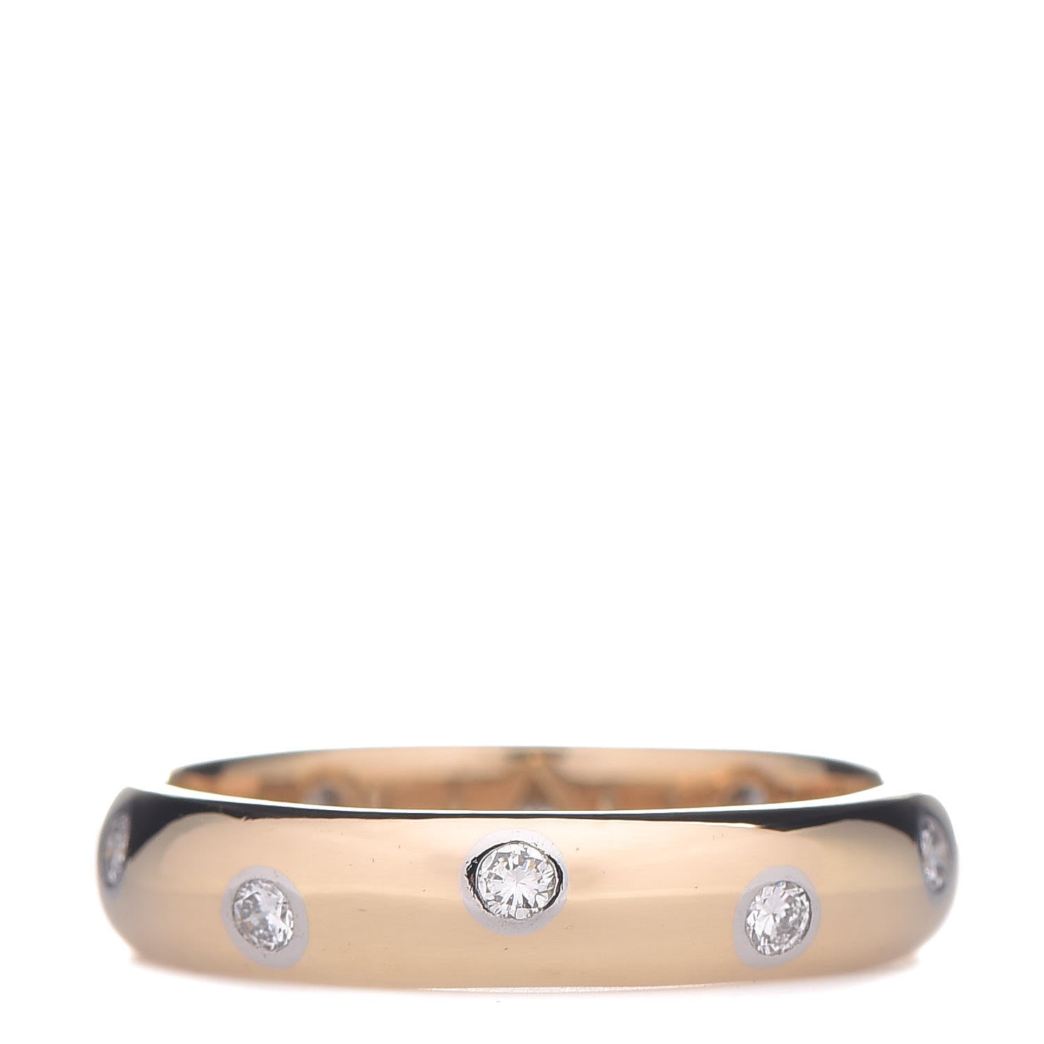 Tiffany 18K Yellow Gold Platinum Diamond 4mm Etoile Band Ring 51 5.75 1 of 5